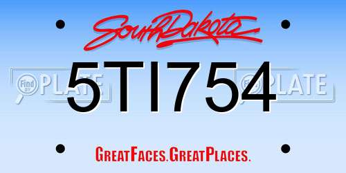 5TI754 South Dakota License Plate