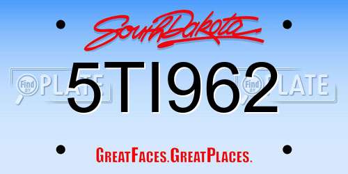 5TI962 South Dakota License Plate