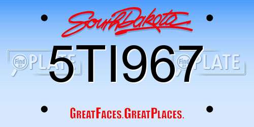 5TI967 South Dakota License Plate