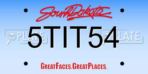 5TIT54 South Dakota License Plate
