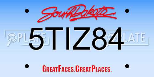 5TIZ84 South Dakota License Plate