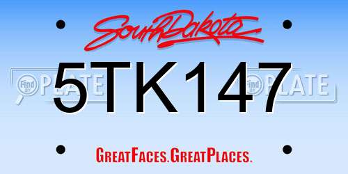 5TK147 South Dakota License Plate