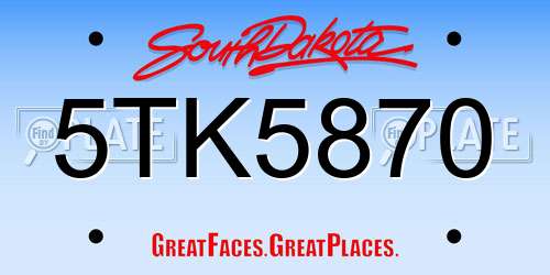 5TK5870 South Dakota License Plate