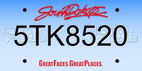 5TK8520 South Dakota License Plate