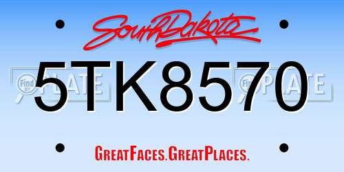 5TK8570 South Dakota License Plate