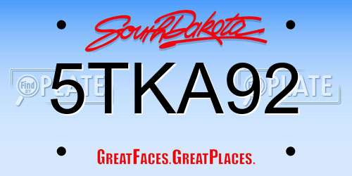 5TKA92 South Dakota License Plate
