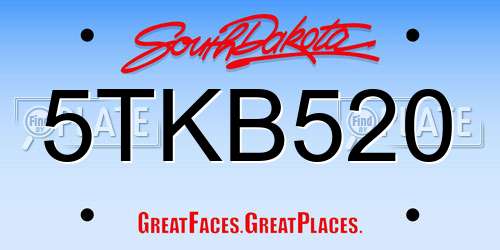 5TKB520 South Dakota License Plate
