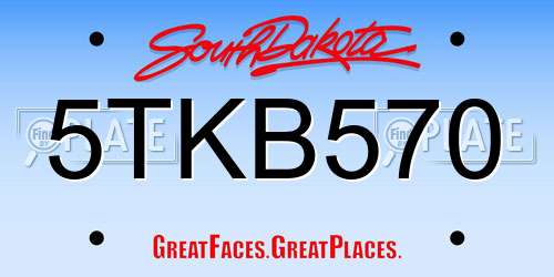 5TKB570 South Dakota License Plate
