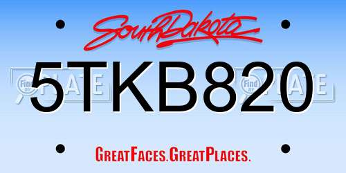 5TKB820 South Dakota License Plate