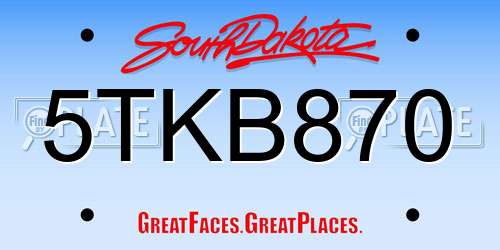 5TKB870 South Dakota License Plate