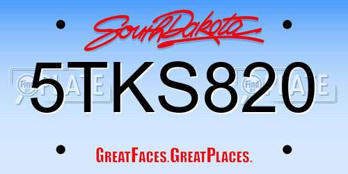 5TKS820 South Dakota License Plate