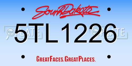 5TL1226 South Dakota License Plate