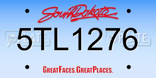 5TL1276 South Dakota License Plate