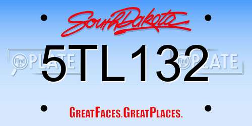 5TL132 South Dakota License Plate