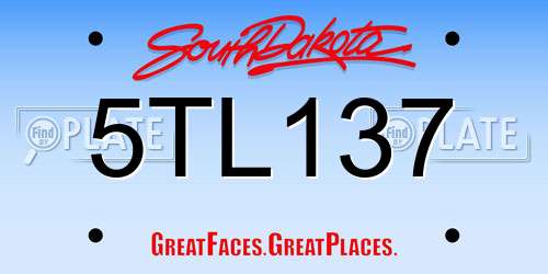5TL137 South Dakota License Plate