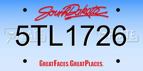 5TL1726 South Dakota License Plate