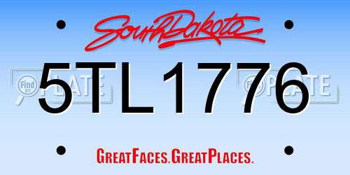 5TL1776 South Dakota License Plate
