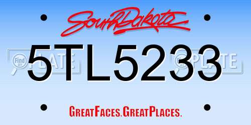 5TL5233 South Dakota License Plate