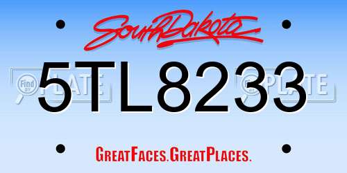 5TL8233 South Dakota License Plate