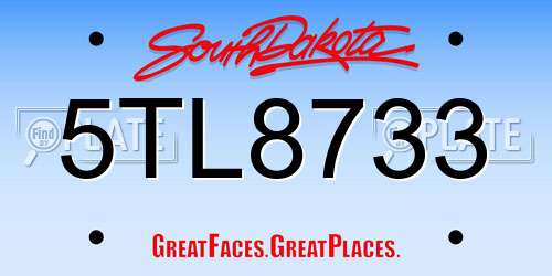 5TL8733 South Dakota License Plate