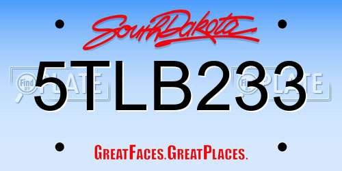5TLB233 South Dakota License Plate
