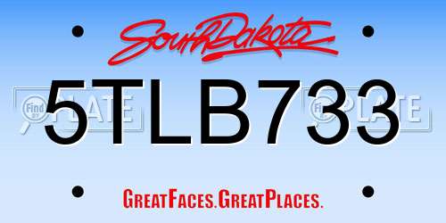 5TLB733 South Dakota License Plate