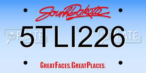 5TLI226 South Dakota License Plate