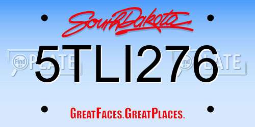 5TLI276 South Dakota License Plate
