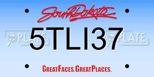 5TLI37 South Dakota License Plate