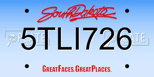 5TLI726 South Dakota License Plate