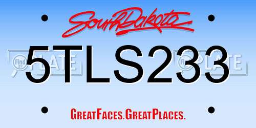 5TLS233 South Dakota License Plate