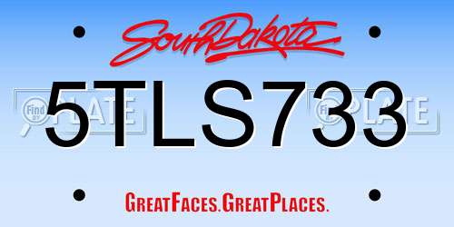 5TLS733 South Dakota License Plate