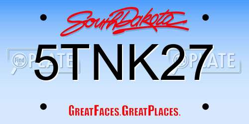 5TNK27 South Dakota License Plate