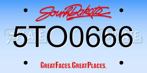 5TO0666 South Dakota License Plate
