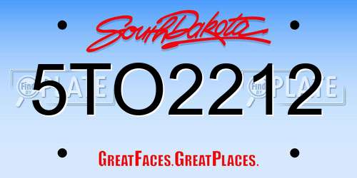5TO2212 South Dakota License Plate