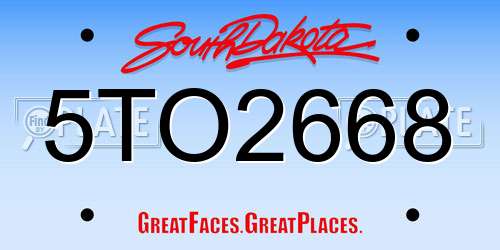 5TO2668 South Dakota License Plate