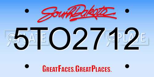 5TO2712 South Dakota License Plate