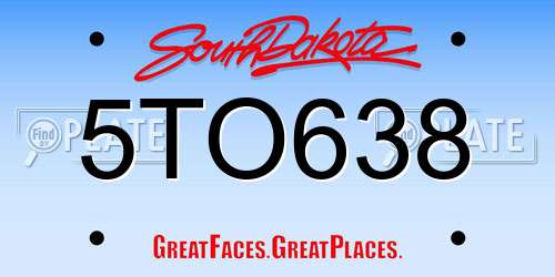 5TO638 South Dakota License Plate