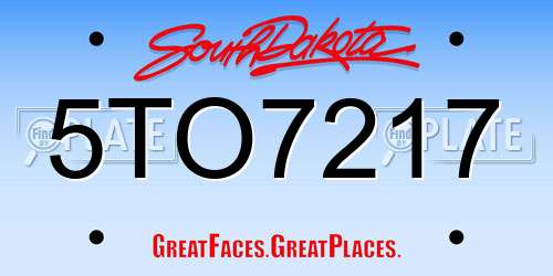 5TO7217 South Dakota License Plate