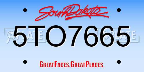 5TO7665 South Dakota License Plate