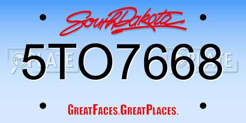 5TO7668 South Dakota License Plate