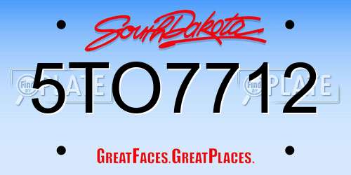 5TO7712 South Dakota License Plate