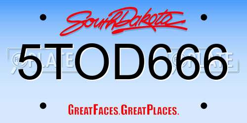 5TOD666 South Dakota License Plate