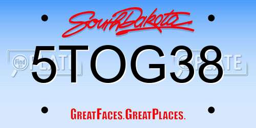 5TOG38 South Dakota License Plate