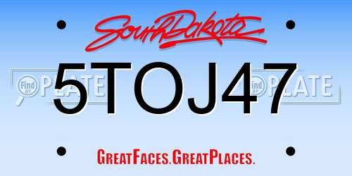 5TOJ47 South Dakota License Plate