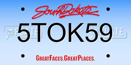 5TOK59 South Dakota License Plate