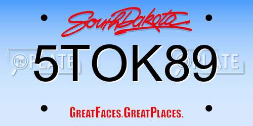 5TOK89 South Dakota License Plate