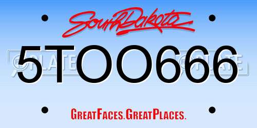 5TOO666 South Dakota License Plate