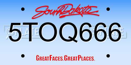 5TOQ666 South Dakota License Plate