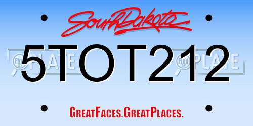 5TOT212 South Dakota License Plate